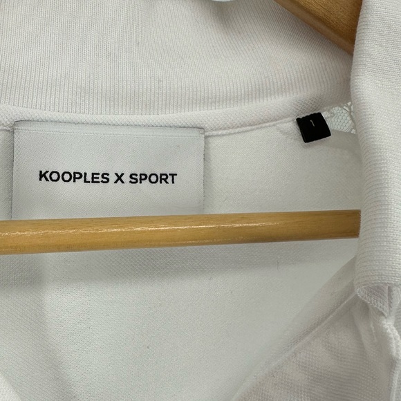 The Kooples Sport White Lace Inset Pique Polo Shirt Short Sleeve size 1/Small - Picture 8 of 12